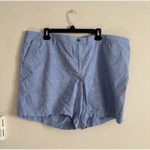 Talbots Relaxed Chino Short 7" Inseam Plus Size 20 Blue Cotton Coastal Preppy